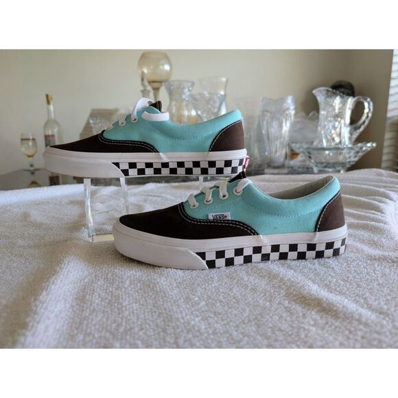 Vans Era BMX Checkerboard Brown & Aqua Canvas Sneakers - Unisex - Picture 5 of 9